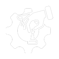 an icon with a hand holding a chess piece in front of a gear, symbolizing strategic planning